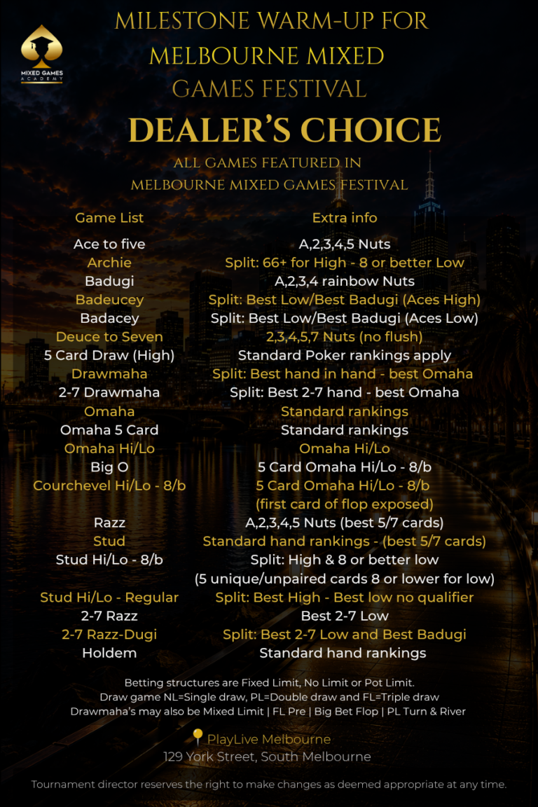 Milestone Satty - Dealer's Choice con't
